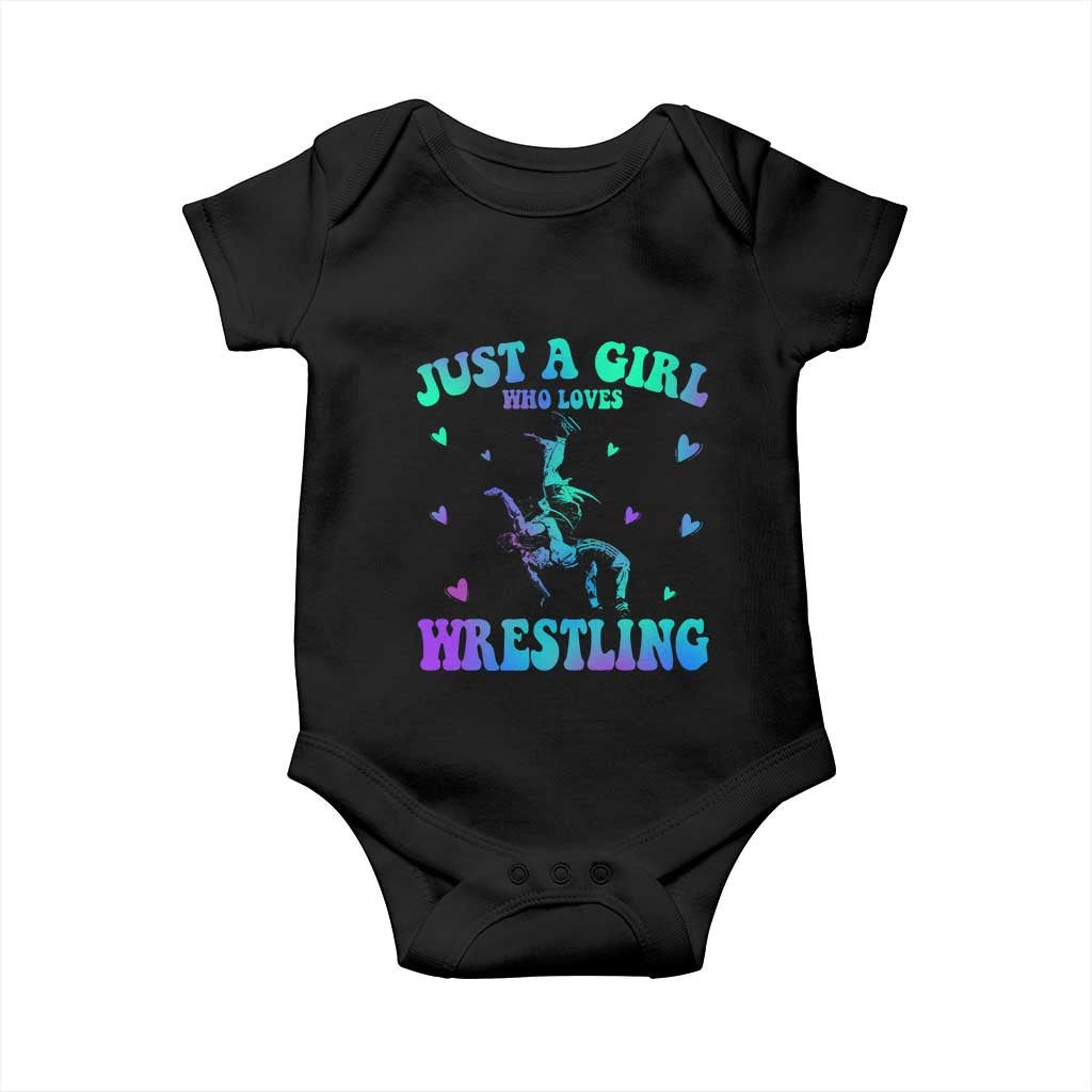 Just A Girl Who Loves Wrestling Baby Onesie Funny Wrestle Lover Wrestler TS10 Black Print Your Wear