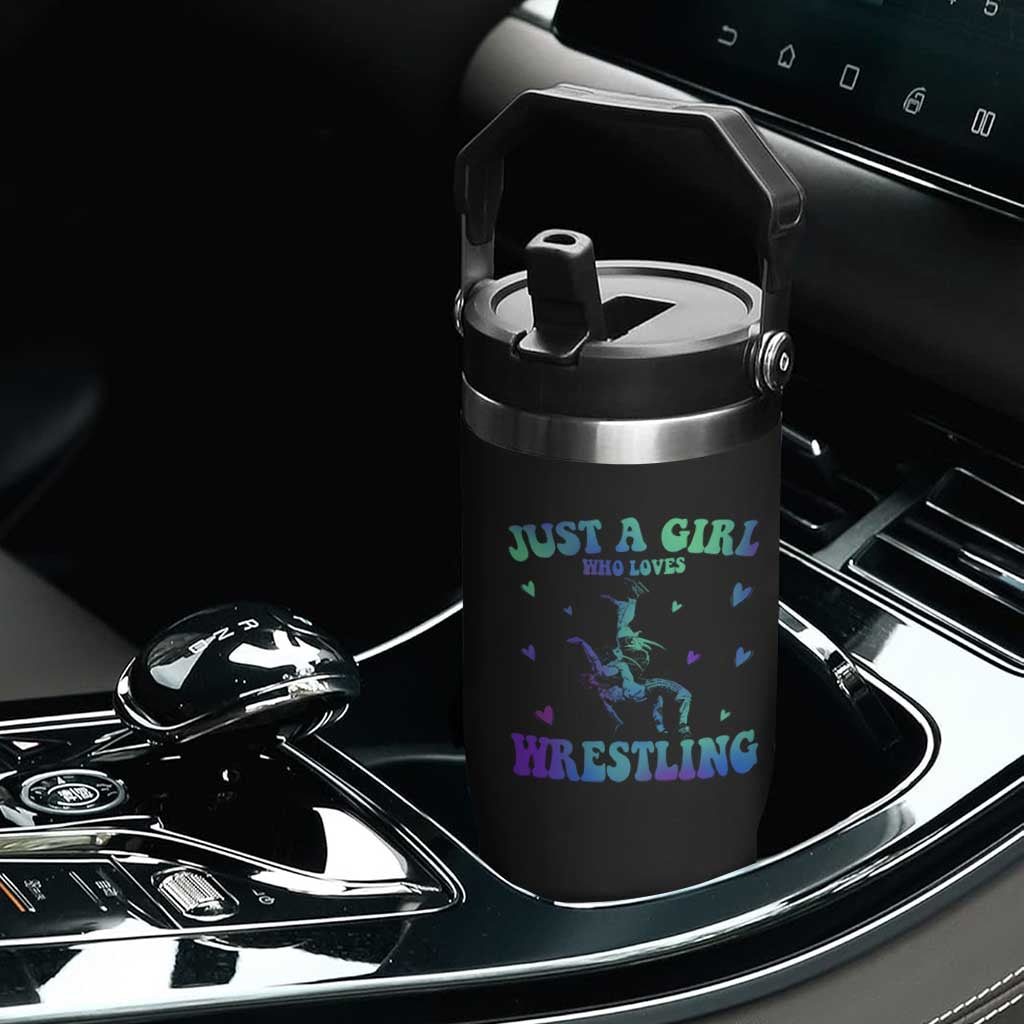 Just A Girl Who Loves Wrestling Flip Straw Tumbler Funny Wrestle Lover Wrestler TS10 Print Your Wear