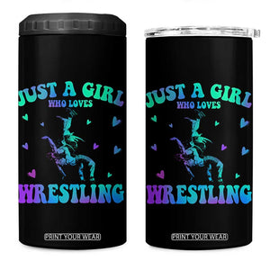 Just A Girl Who Loves Wrestling 4 in 1 Can Cooler Tumbler Funny Wrestle Lover Wrestler TS10 One Size: 16 oz Black Print Your Wear
