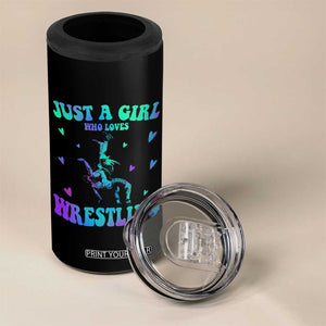Just A Girl Who Loves Wrestling 4 in 1 Can Cooler Tumbler Funny Wrestle Lover Wrestler TS10 Print Your Wear