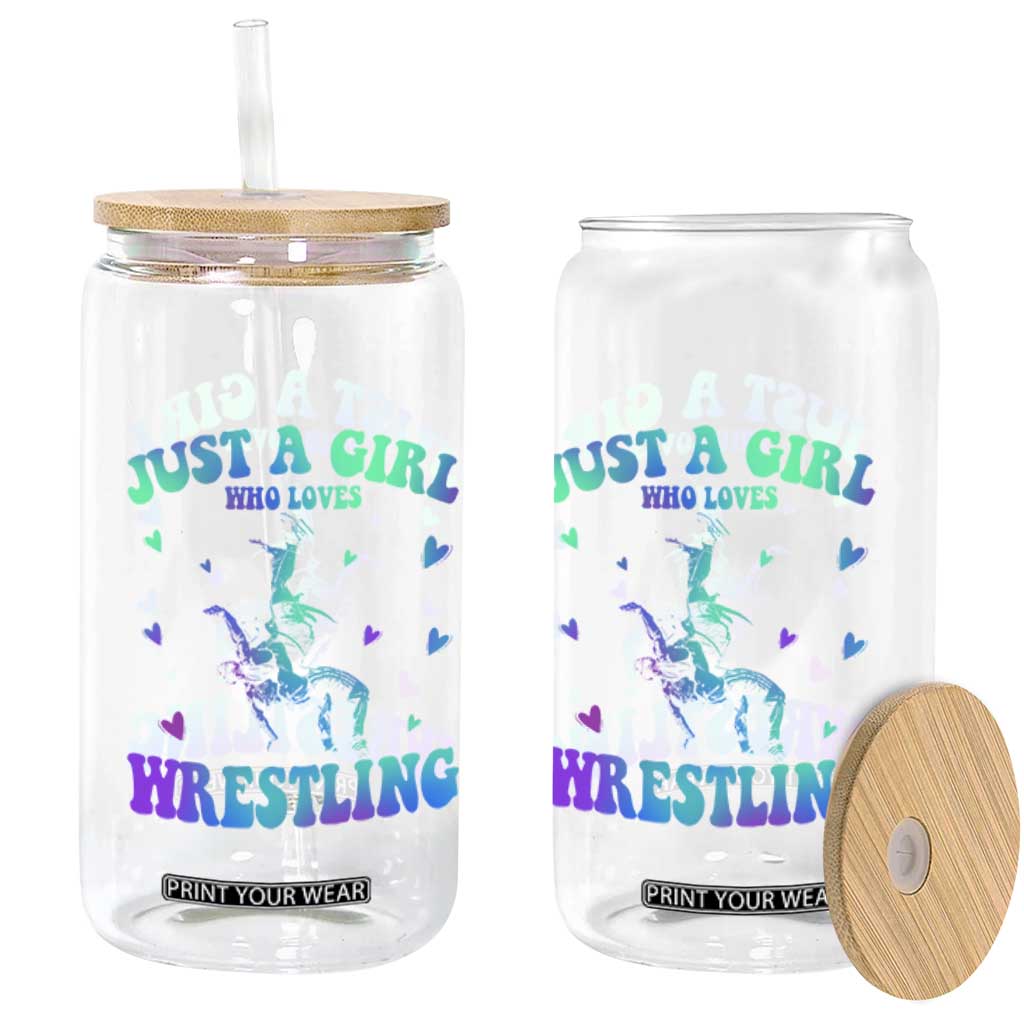 Just A Girl Who Loves Wrestling Glass Can Funny Wrestle Lover Wrestler TS10 Print Your Wear