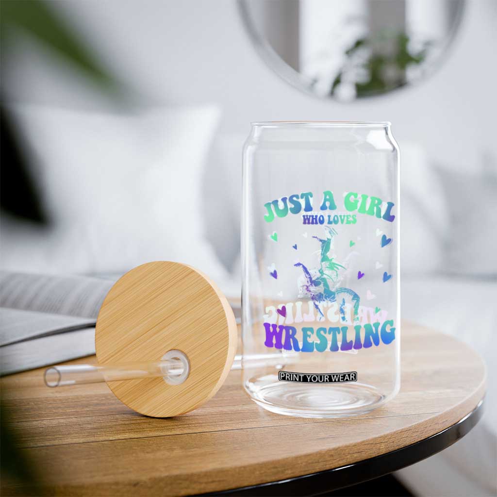 Just A Girl Who Loves Wrestling Glass Can Funny Wrestle Lover Wrestler TS10 Print Your Wear