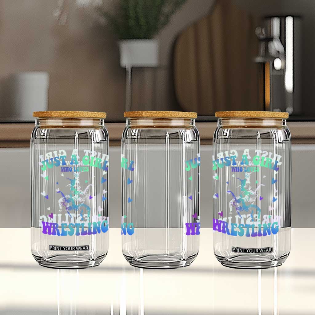 Just A Girl Who Loves Wrestling Glass Can Funny Wrestle Lover Wrestler TS10 Print Your Wear