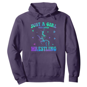 Just A Girl Who Loves Wrestling Hoodie Funny Wrestle Lover Wrestler TS10 Purple Print Your Wear