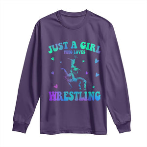 Just A Girl Who Loves Wrestling Long Sleeve Shirt Funny Wrestle Lover Wrestler TS10 Purple Print Your Wear