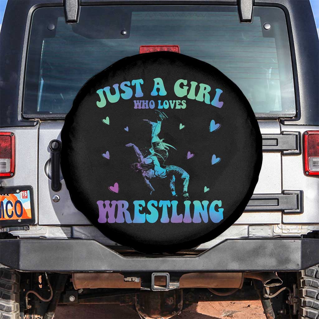 Just A Girl Who Loves Wrestling Spare Tire Cover Funny Wrestle Lover Wrestler TS10 No hole Black Print Your Wear