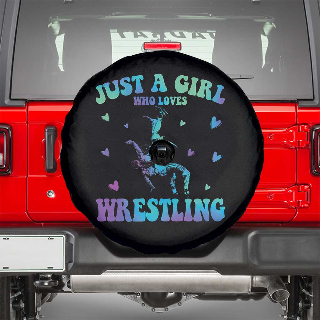 Just A Girl Who Loves Wrestling Spare Tire Cover Funny Wrestle Lover Wrestler TS10 Black Print Your Wear