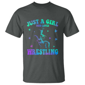 Just A Girl Who Loves Wrestling T Shirt Funny Wrestle Lover Wrestler TS10 Dark Heather Print Your Wear