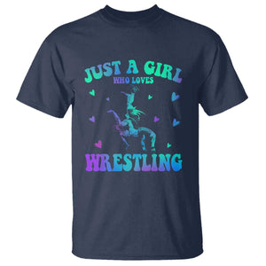 Just A Girl Who Loves Wrestling T Shirt Funny Wrestle Lover Wrestler TS10 Navy Print Your Wear