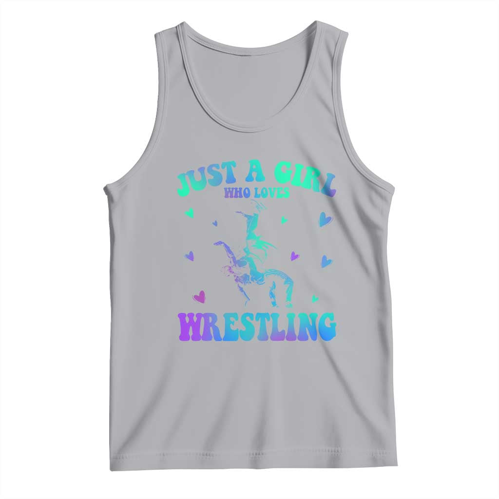 Just A Girl Who Loves Wrestling Tank Top Funny Wrestle Lover Wrestler TS10 Athletic Heather Print Your Wear