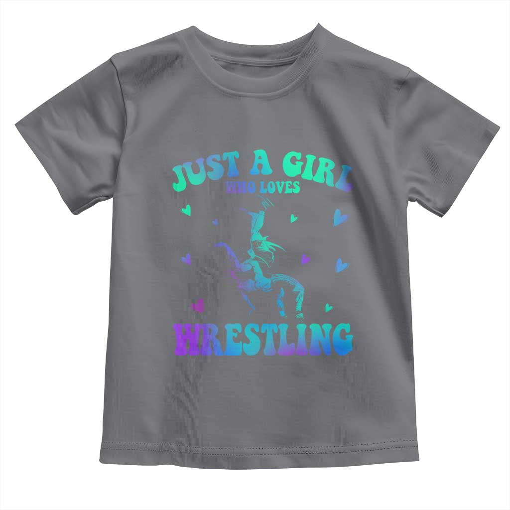 Just A Girl Who Loves Wrestling Toddler T Shirt Funny Wrestle Lover Wrestler TS10 Charcoal Print Your Wear