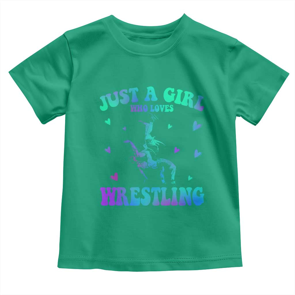Just A Girl Who Loves Wrestling Toddler T Shirt Funny Wrestle Lover Wrestler TS10 Irish Green Print Your Wear