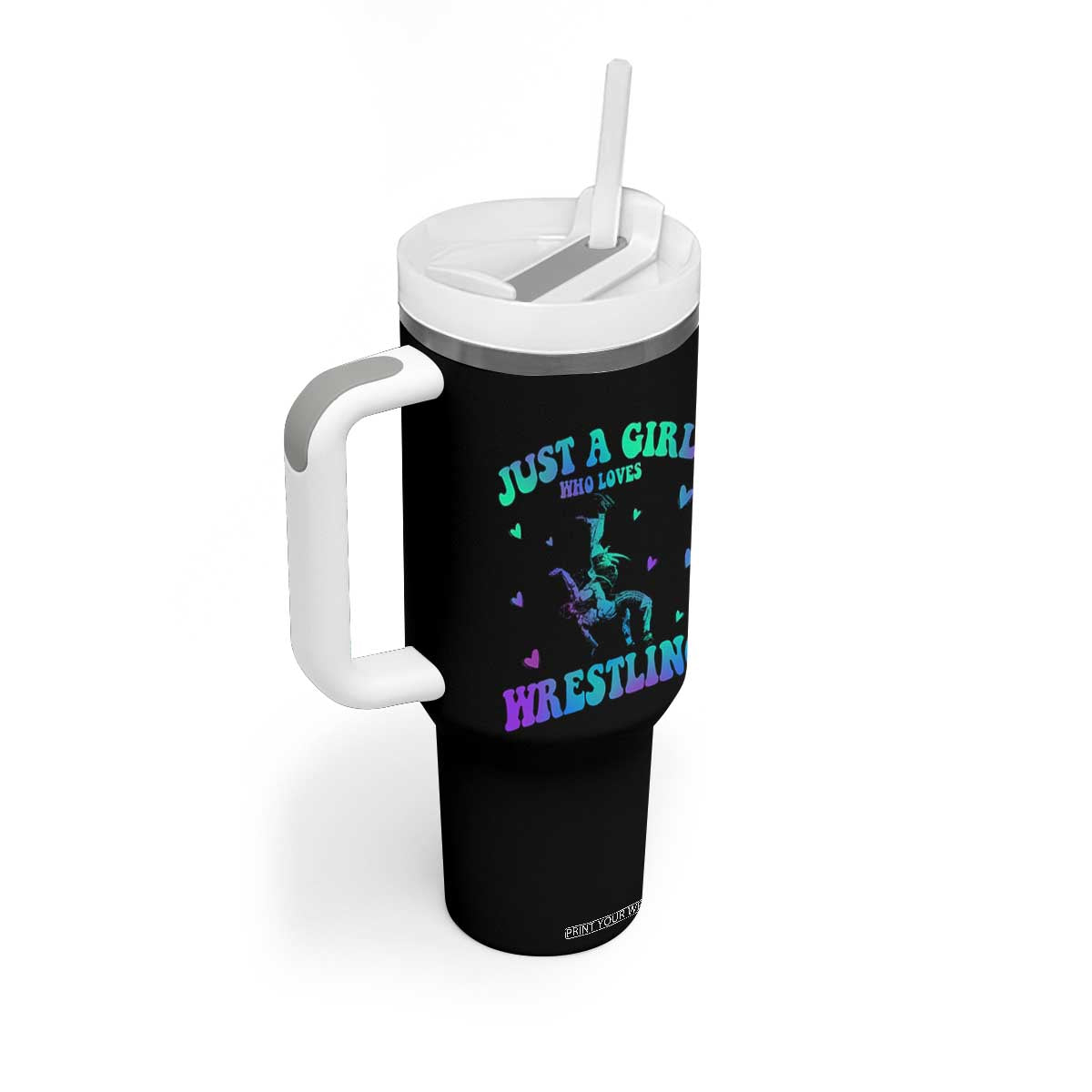 Just A Girl Who Loves Wrestling Tumbler With Handle Funny Wrestle Lover Wrestler TS10 Print Your Wear