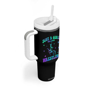 Just A Girl Who Loves Wrestling Tumbler With Handle Funny Wrestle Lover Wrestler TS10 Print Your Wear