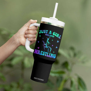 Just A Girl Who Loves Wrestling Tumbler With Handle Funny Wrestle Lover Wrestler TS10 Print Your Wear