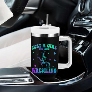 Just A Girl Who Loves Wrestling Tumbler With Handle Funny Wrestle Lover Wrestler TS10 Print Your Wear