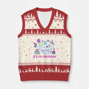 Its My Birthday V-Neck Knit Sweater Vest Girl Party Funny Bday Family Party TS10 Beige Red Print Your Wear