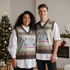 Its My Birthday V-Neck Knit Sweater Vest Girl Party Funny Bday Family Party TS10 Mocha Mousse Print Your Wear