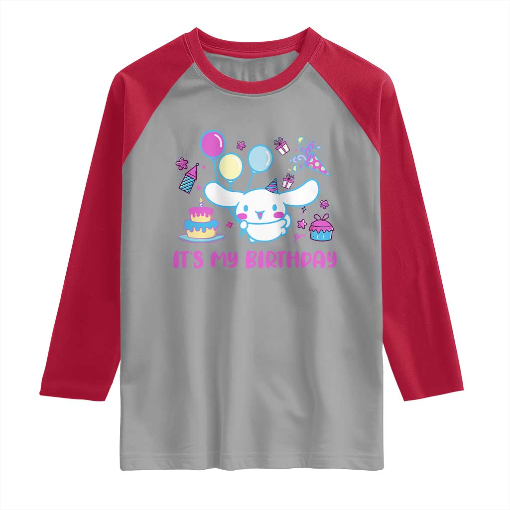 Its My Birthday Raglan Shirt Girl Party Funny Bday Family Party TS10 Sport Gray Red Print Your Wear