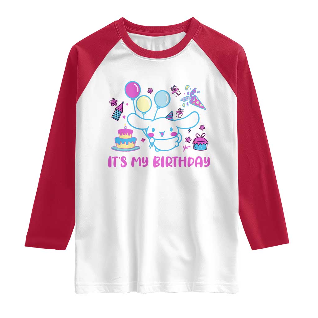 Its My Birthday Raglan Shirt Girl Party Funny Bday Family Party TS10 White Red Print Your Wear