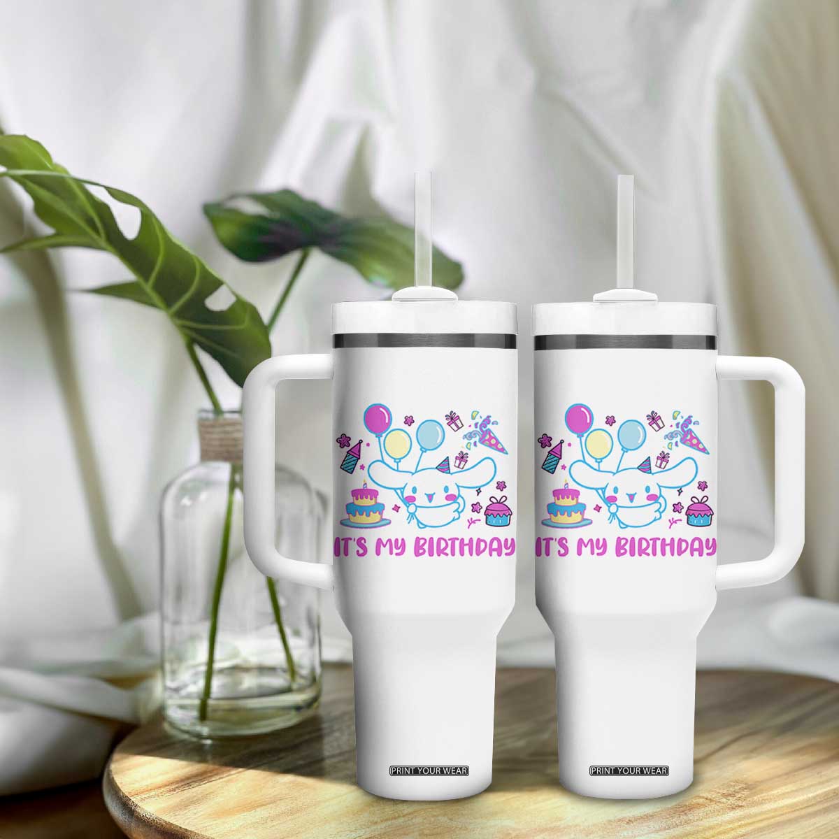 Its My Birthday Tumbler With Handle Girl Party Funny Bday Family Party TS10 Print Your Wear