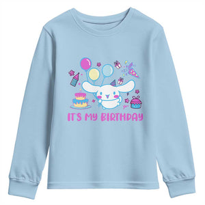Its My Birthday Youth Sweatshirt Girl Party Funny Bday Family Party TS10 Light Blue Print Your Wear