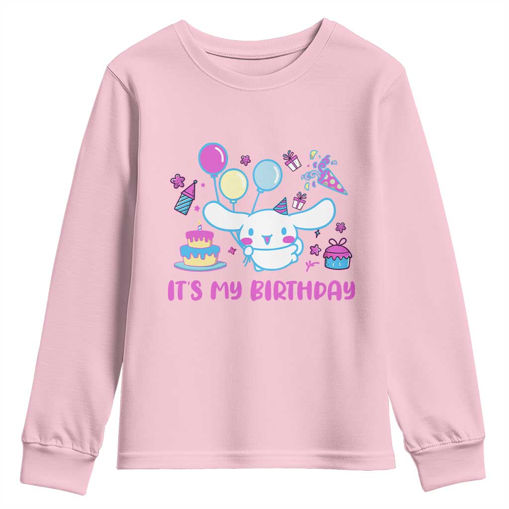 Its My Birthday Youth Sweatshirt Girl Party Funny Bday Family Party TS10 Light Pink Print Your Wear