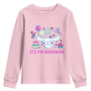 Its My Birthday Youth Sweatshirt Girl Party Funny Bday Family Party TS10 Light Pink Print Your Wear