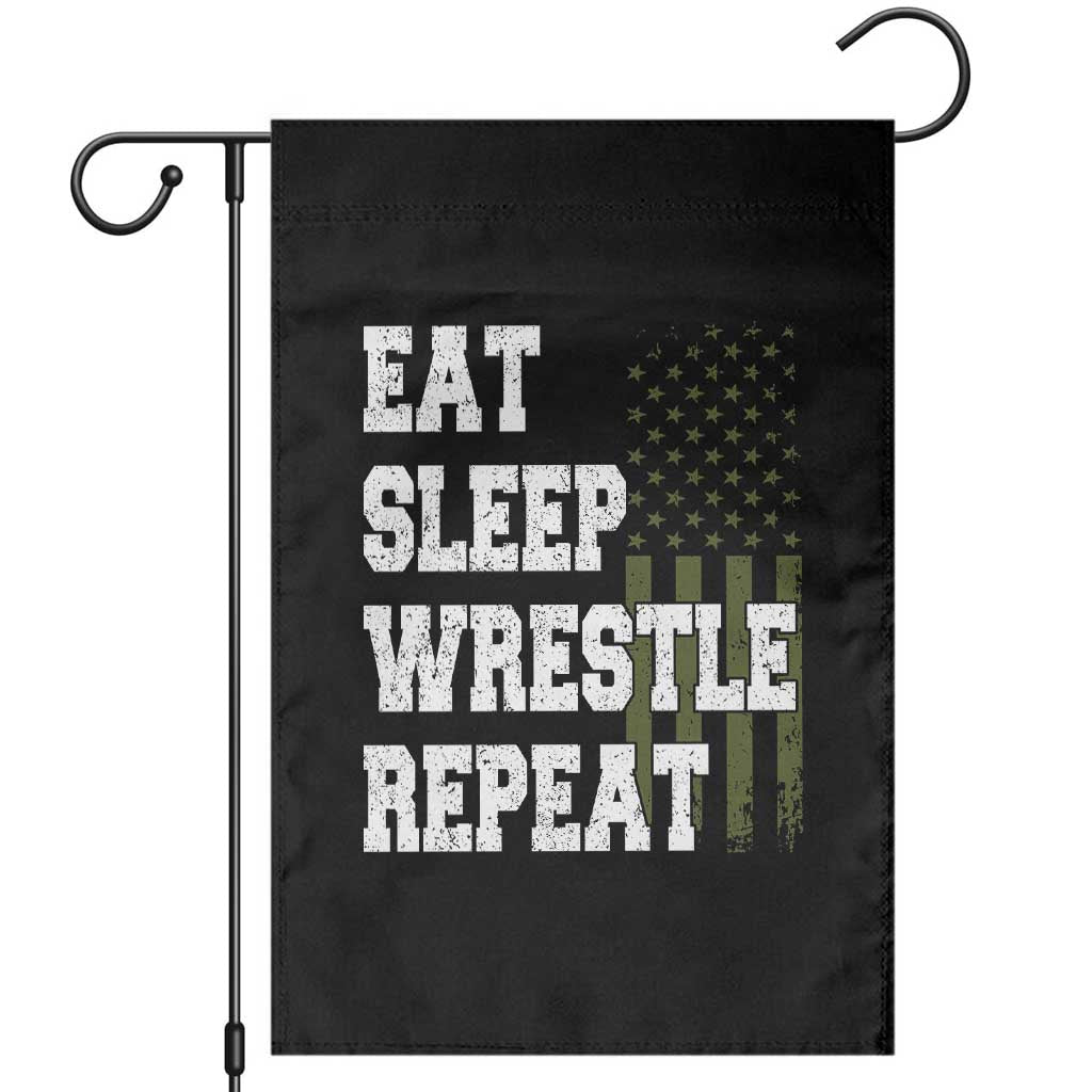 Eat Sleep Wrestle Repeat Garden Flag Funny Wrestling Gym American Flag TS10 Black Print Your Wear