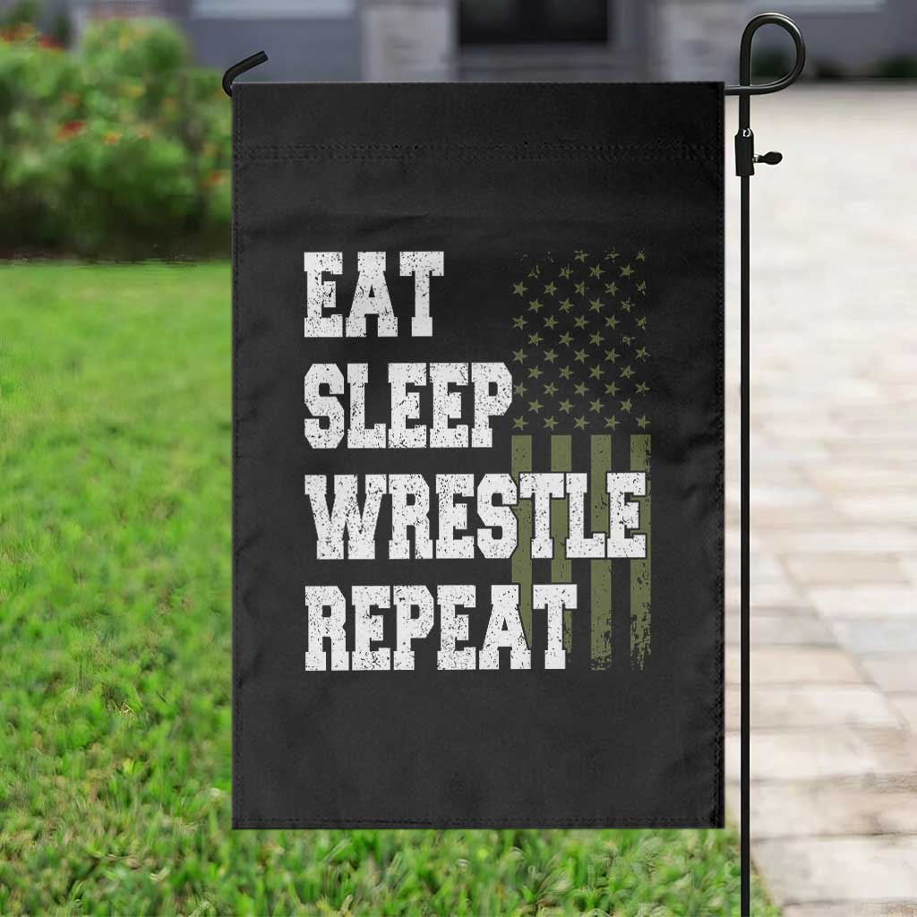 Eat Sleep Wrestle Repeat Garden Flag Funny Wrestling Gym American Flag TS10 Print Your Wear