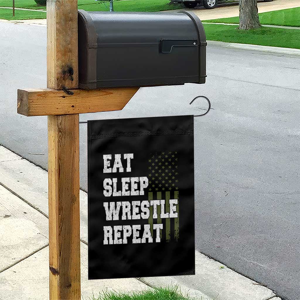 Eat Sleep Wrestle Repeat Garden Flag Funny Wrestling Gym American Flag TS10 Print Your Wear