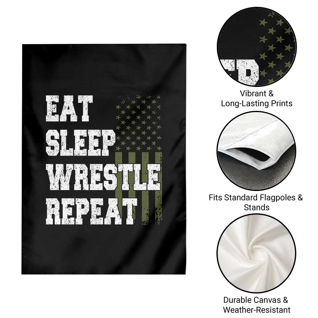 Eat Sleep Wrestle Repeat Garden Flag Funny Wrestling Gym American Flag TS10 Print Your Wear