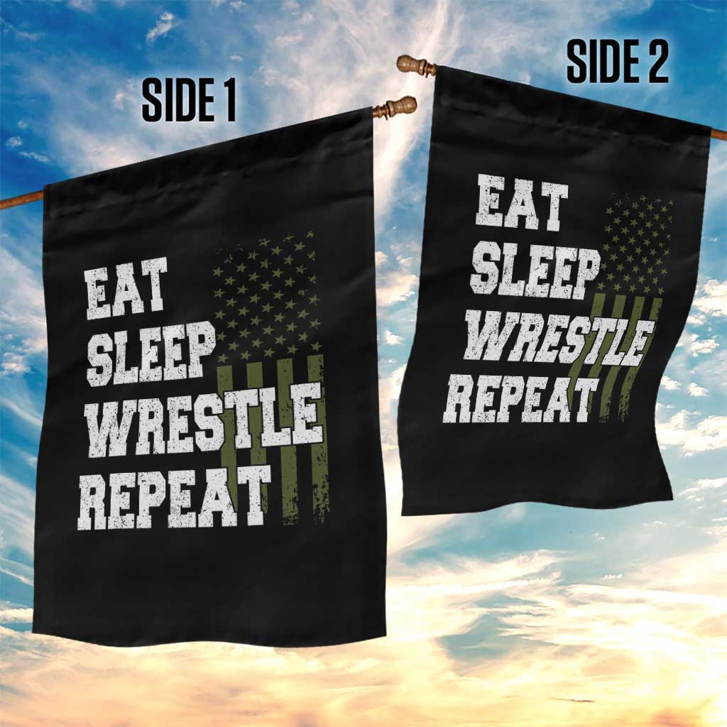 Eat Sleep Wrestle Repeat Garden Flag Funny Wrestling Gym American Flag TS10 Print Your Wear