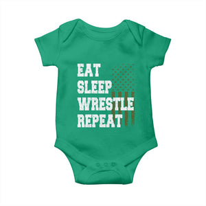 Eat Sleep Wrestle Repeat Baby Onesie Funny Wrestling Gym American Flag TS10 Irish Green Print Your Wear