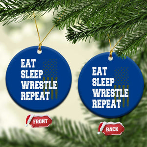 Eat Sleep Wrestle Repeat Ceramic Ornament Funny Wrestling Gym American Flag TS10 1pc Blue Print Your Wear