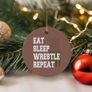 Eat Sleep Wrestle Repeat Ceramic Ornament Funny Wrestling Gym American Flag TS10 1pc Mocha Print Your Wear