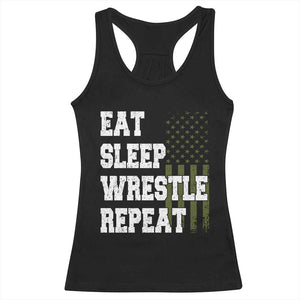 Eat Sleep Wrestle Repeat Racerback Tank Top Funny Wrestling Gym American Flag TS10 Black Print Your Wear
