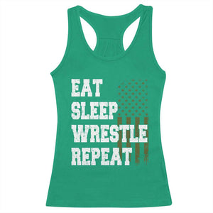 Eat Sleep Wrestle Repeat Racerback Tank Top Funny Wrestling Gym American Flag TS10 Irish Green Print Your Wear
