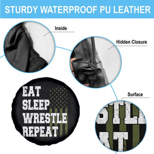 Eat Sleep Wrestle Repeat Spare Tire Cover Funny Wrestling Gym American Flag TS10 Print Your Wear