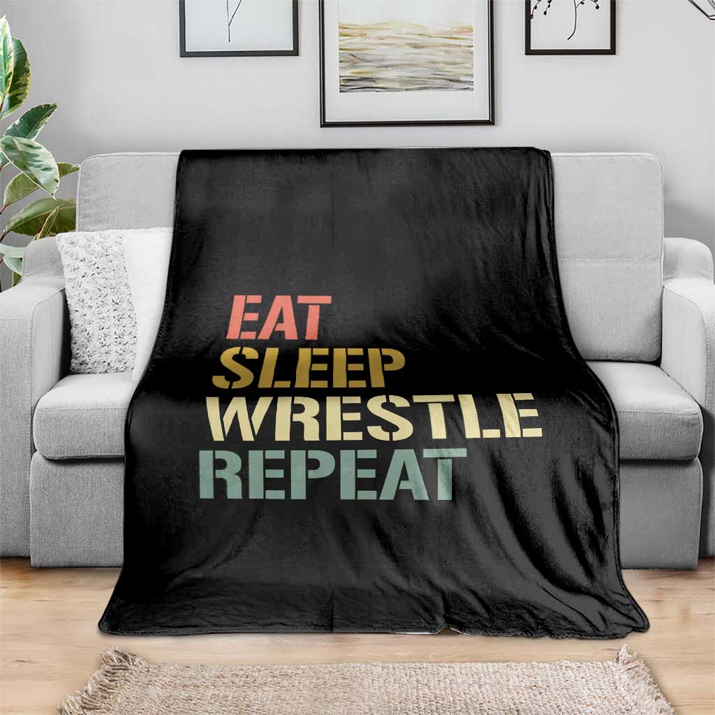 Eat Sleep Wrestle Repeat Throw Blanket Cool Wrestling TS10 Print Your Wear