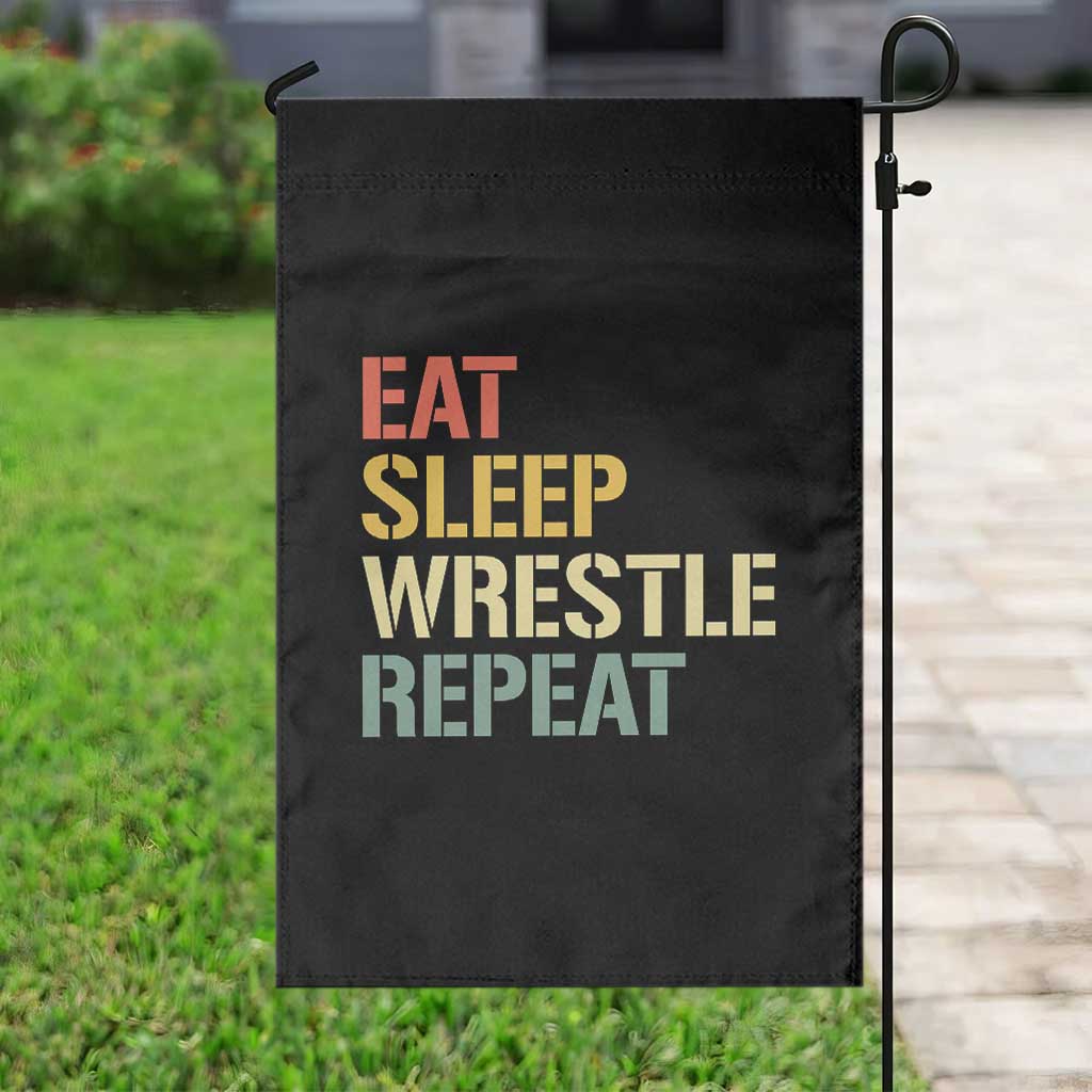 Eat Sleep Wrestle Repeat Garden Flag Cool Wrestling TS10 Print Your Wear