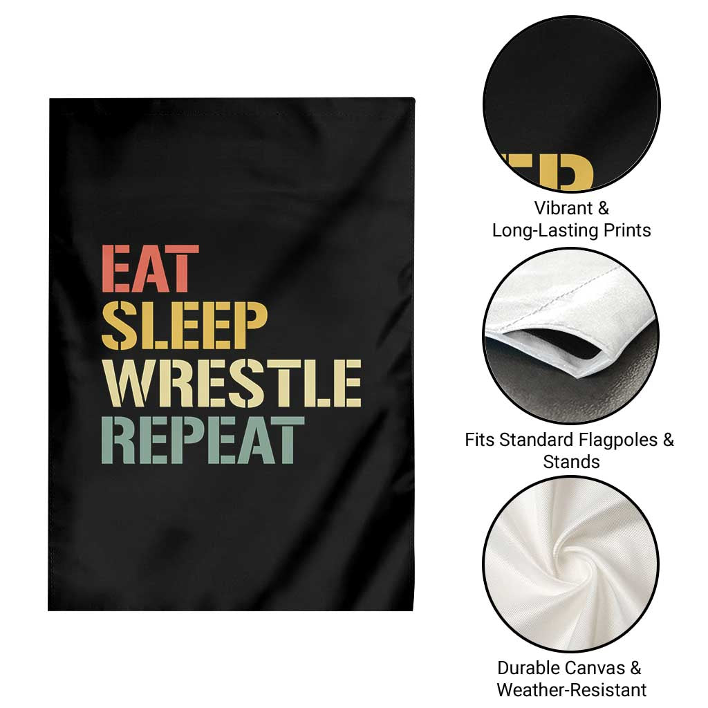 Eat Sleep Wrestle Repeat Garden Flag Cool Wrestling TS10 Print Your Wear