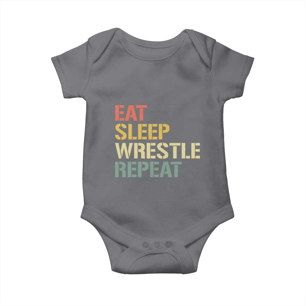 Eat Sleep Wrestle Repeat Baby Onesie Cool Wrestling TS10 Charcoal Print Your Wear