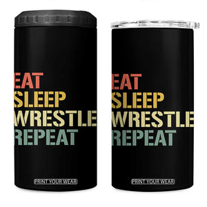 Eat Sleep Wrestle Repeat 4 in 1 Can Cooler Tumbler Cool Wrestling TS10 One Size: 16 oz Black Print Your Wear