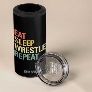 Eat Sleep Wrestle Repeat 4 in 1 Can Cooler Tumbler Cool Wrestling TS10 Print Your Wear