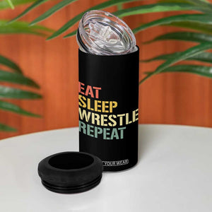 Eat Sleep Wrestle Repeat 4 in 1 Can Cooler Tumbler Cool Wrestling TS10 Print Your Wear