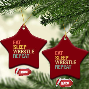 Eat Sleep Wrestle Repeat Ceramic Ornament Cool Wrestling TS10 Print Your Wear