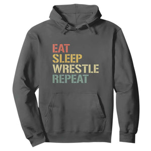 Eat Sleep Wrestle Repeat Hoodie Cool Wrestling TS10 Dark Heather Print Your Wear