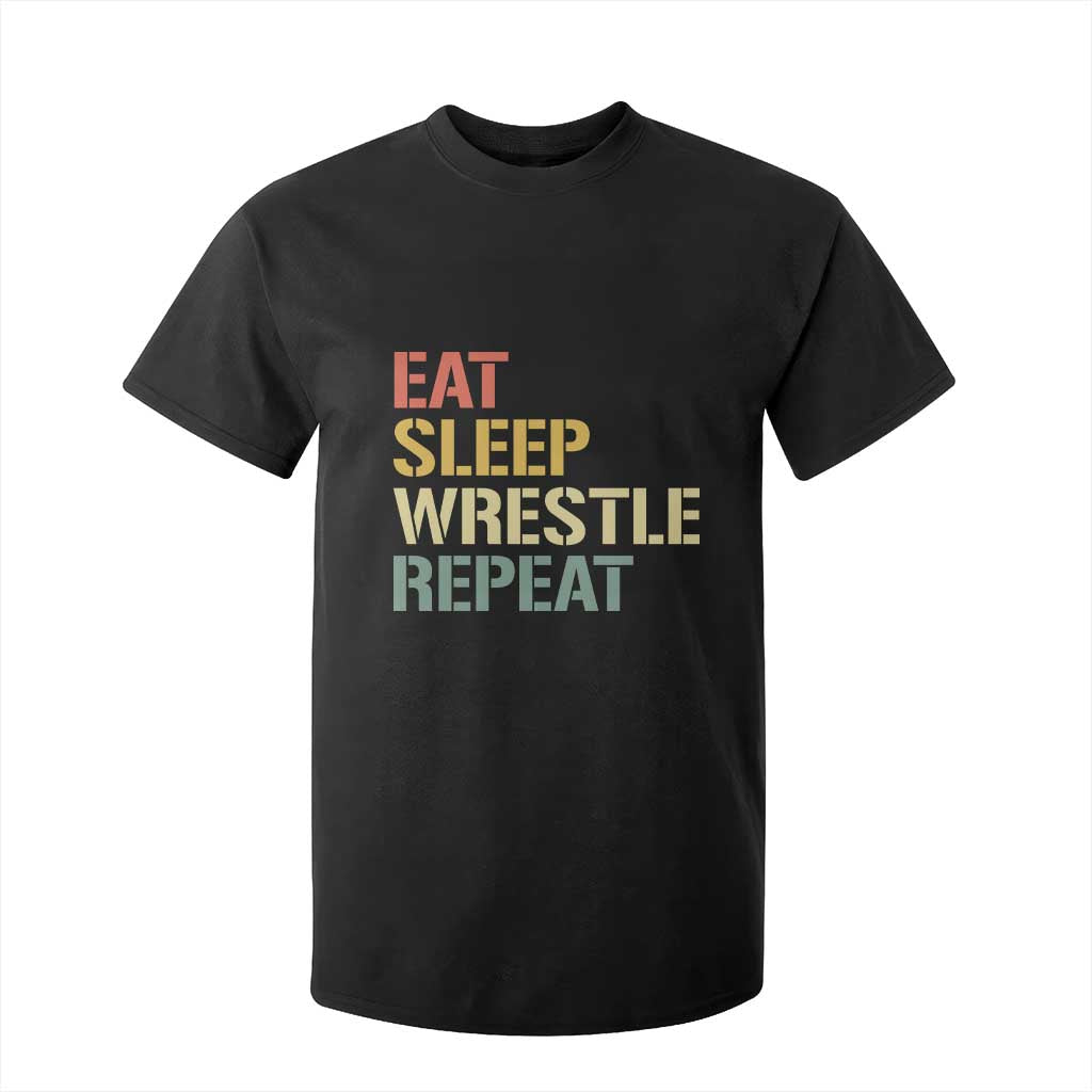 Eat Sleep Wrestle Repeat T Shirt For Kid Cool Wrestling TS10 Black Print Your Wear