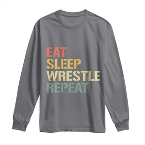 Eat Sleep Wrestle Repeat Long Sleeve Shirt Cool Wrestling TS10 Charcoal Print Your Wear